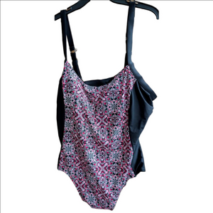 Catalina Pink & Black Patterned One-Piece Swimsuit Size 2X